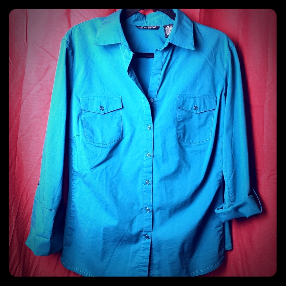 Teal / Aqua Blue button up relaxed fitted shirt